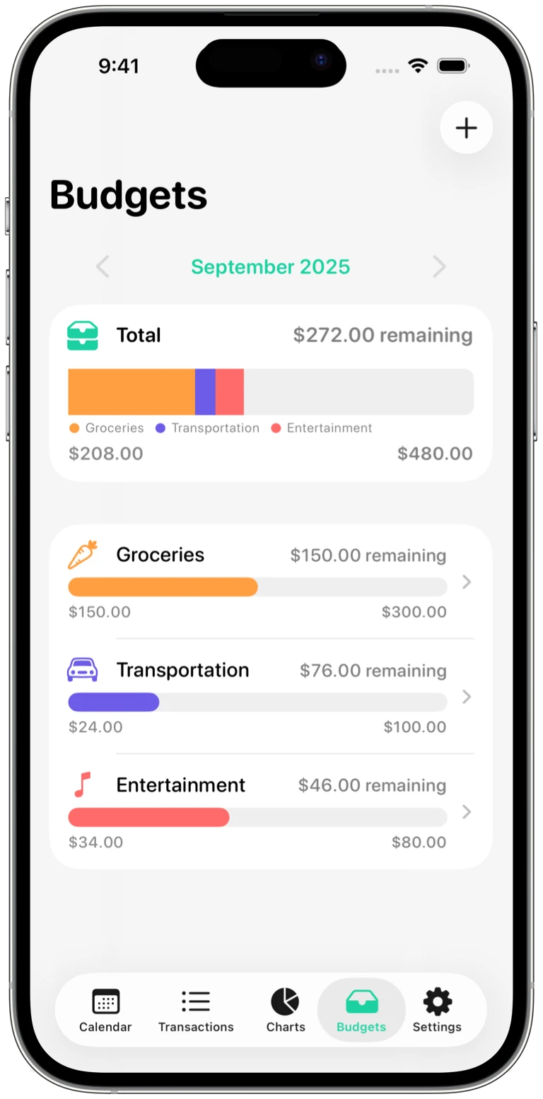 Set a budget and track what's left.