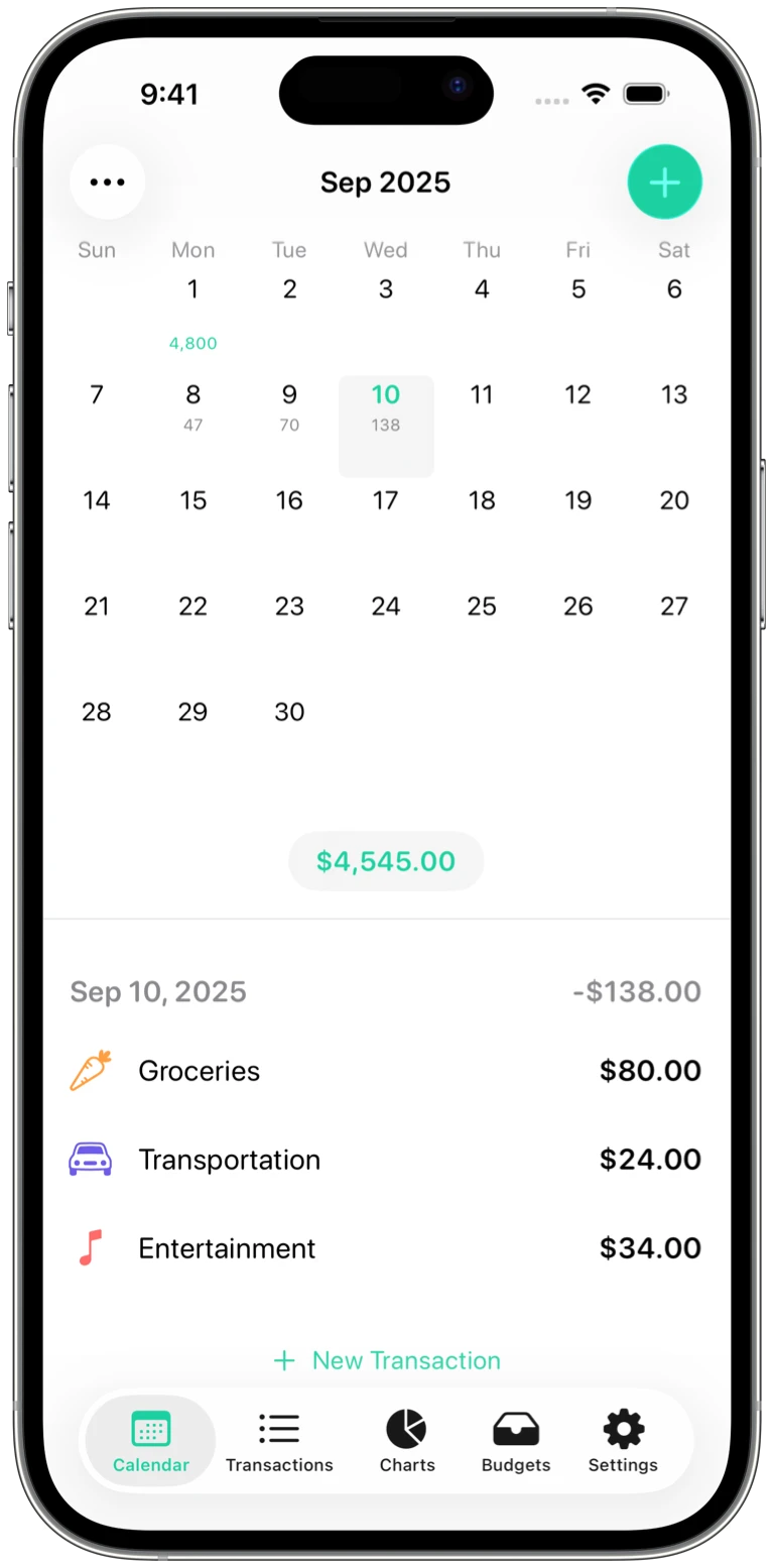 Review spending on the calendar.